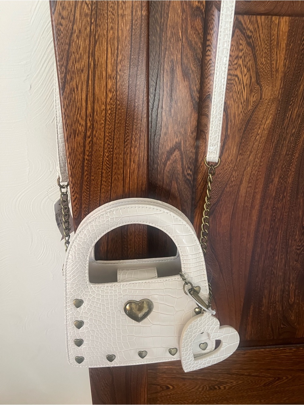 Betsey Johnson Tan with Gold Tone Hardware/Heart Crossbody, new with tag